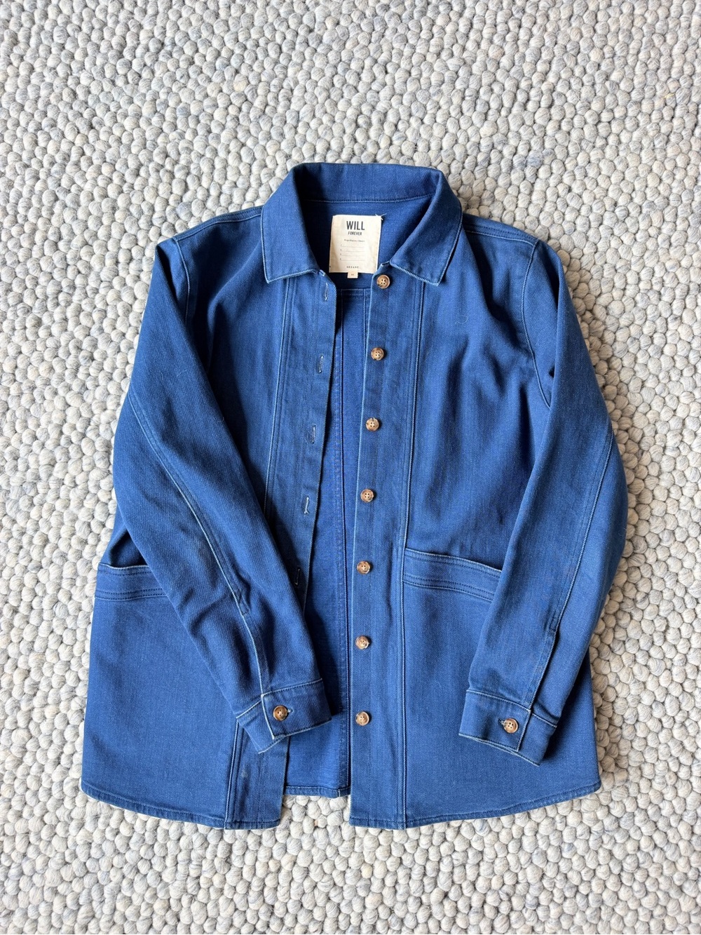 Sezane Blue Denim-Style Button Front Jacket